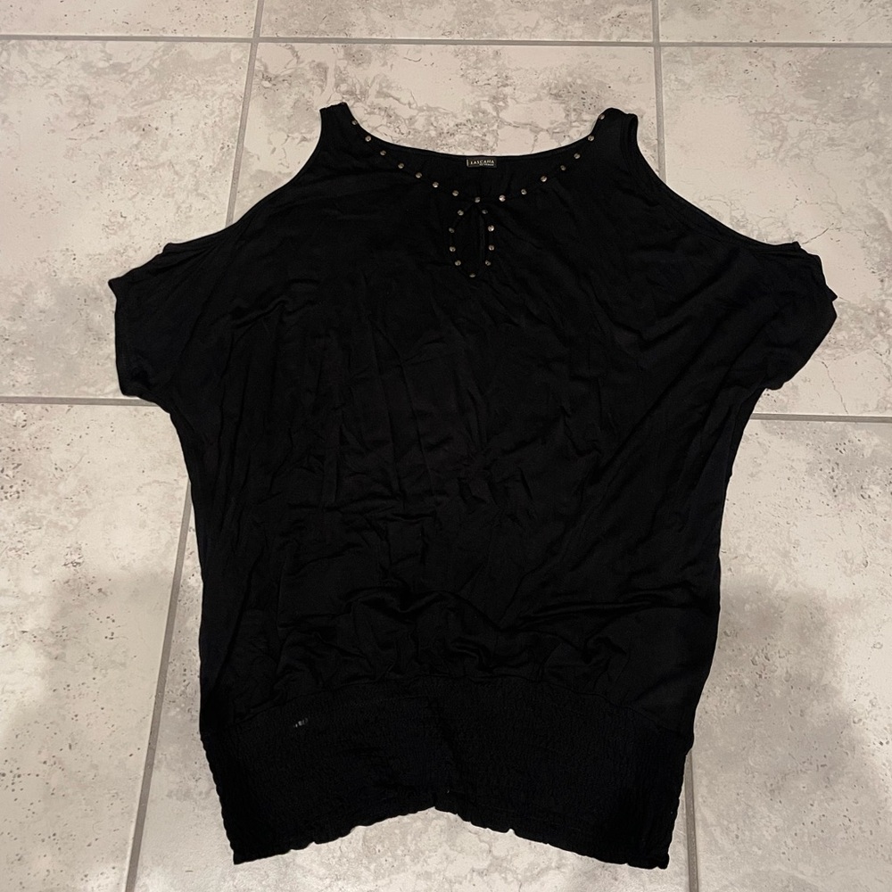 VENUS Black Embellished Cut Out Short Sleeve Blouse